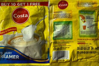 Costa Non-Dairy Creamer under 5 warning